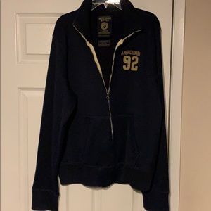 Abercrombie & Fitch sweatshirt zip up in navy